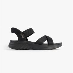 Sandały damskie SKECHERS Ultra Flex 3.0 Never Better. Czarne klapki damskie Skechers, bez wzorów, sportowe, bez obcasa. Za 279.99 zł.