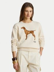LAUREN RALPH LAUREN Sweter 200P14120001 Kremowy Regular Fit. Białe swetry damskie Lauren Ralph Lauren, xl, bez wzorów, z bawełny, bez kołnierzyka, bez ramiączek, bez kaptura. Za 1,199.00 zł.