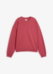 Bluza oversize z czystej bawełny organicznej. Czerwone bluzy damskie bonprix, bez wzorów, z bawełny, bez kaptura. Za 97.99 zł.