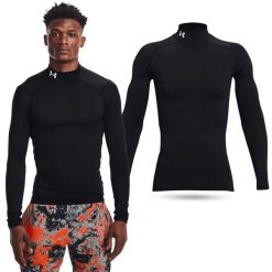 Koszulka męska termoaktywna treningowa Under Armour z długim rękawem. Czarne bluzy męskie Under Armour, m, bez wzorów, bez kaptura. Za 144.14 zł.