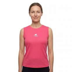 Damski podkoszulek sportowy Merino. Czerwone koszule damskie FJORK MERINO, bez wzorów, z wełny, bez kołnierzyka, bez ramiączek, do jazdy konnej. W wyprzedaży za 189.00 zł.