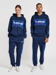 Bluza z kapturem Hummel Legacy Julian. Niebieskie bluzy damskie Hummel, na jesień, m, bez wzorów, z bawełny, z kapturem. Za 238.70 zł.