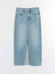 Jeansowa spódnica maxi - turkusowy. Niebieskie spódnice damskie Sinsay, l, bez wzorów, z jeansu, maxi. W wyprzedaży za 29.99 zł.