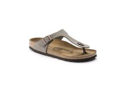 Japonki damskie Birkenstock Gizeh. Szare klapki damskie Birkenstock, bez wzorów, z materiału, bez obcasa. Za 329.00 zł.