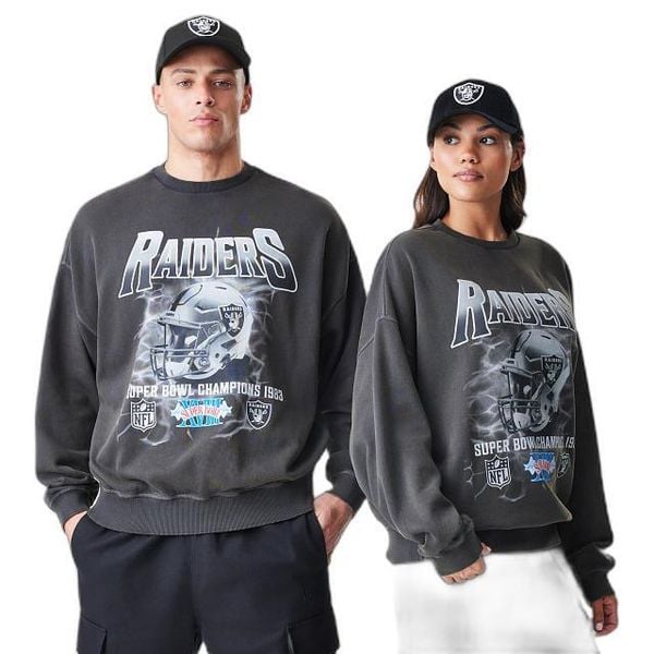 Bluza Las Vegas Raiders NFL Washed. Szare bluzy męskie New Era, s, bez wzorów, z materiału, bez kaptura. Za 300.75 zł.