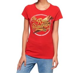 Koszulka turystyczna damska Superdry The Real Sparkle Entry. Czerwone koszulki sportowe damskie Superdry., xs, bez wzorów, z bawełny, bez kołnierzyka, bez ramiączek. Za 92.00 zł.