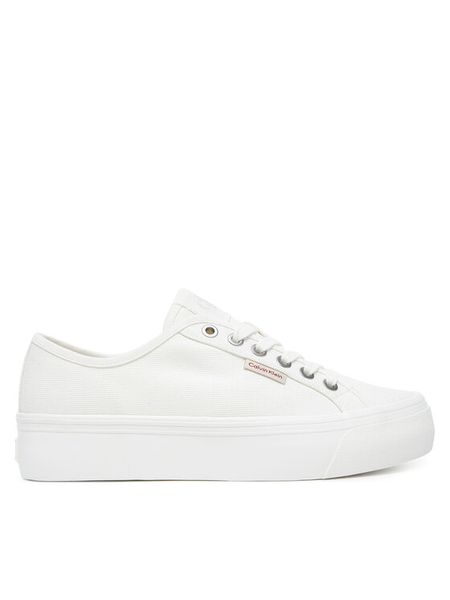 Calvin Klein Jeans Tenisówki Vulc Flatform Ctn Logo Tag YW0YW01838 Biały. Białe trampki i tenisówki damskie Calvin Klein Jeans, bez wzorów, z jeansu, bez zapięcia. Za 179.99 zł.