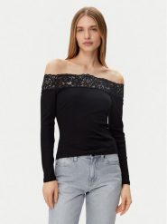 Morgan Bluzka 251-THEODOR Czarny Slim Fit. Czarne bluzki damskie Morgan, xs, bez wzorów, z bawełny, bez kołnierzyka, bez ramiączek. Za 129.99 zł.