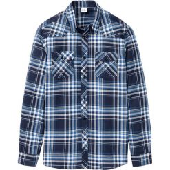 Koszula flanelowa z długim rękawem Regular Fit bonprix ciemnoniebieski w kratę. Koszule męskie marki bonprix. Za 59.99 zł.