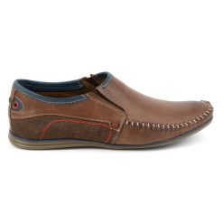 KOMODO Skórzane buty męskie 847 brązowe. Brązowe mokasyny męskie biznesowe. Za 362.62 zł.