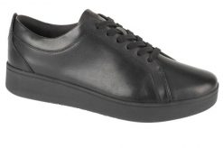 Damskie skórzane buty sportowe FitFlop Rally. Czarne obuwie sportowe damskie Flip Flop, bez wzorów, z jeansu, tenisowe. Za 546.50 zł.