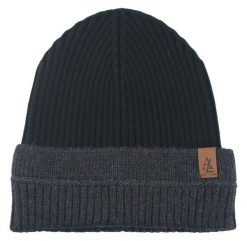 Jesienno-Zimowa Czapka (beanie) – Alties - Czarna z Grafitem. Czarne czapki i kapelusze męskie Alties, na zimę, bez wzorów, z dzianiny, sportowe. Za 59.00 zł.