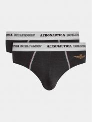 Aeronautica Militare Komplet 2 par slipów AM1USL002 Czarny. Czarne slipki męskie Aeronautica Militare, m, bez wzorów, z bawełny. Za 69.99 zł.
