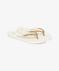 Superdry Klapki Core Metallic z gumy i EVA – OFF WHITE. Białe klapki damskie Superdry., bez wzorów, z gumy, wakacyjne, bez obcasa. Za 78.00 zł.