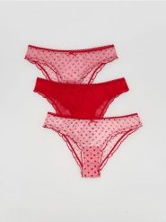 Siateczkowe majtki figi 3 pack - pastelowy róż. Czerwone figi damskie Reserved, l, bez wzorów. Za 59.99 zł.
