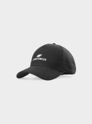 4F Czapka z daszkiem strapback uniseks - czarna L/XL. Czarne czapki i kapelusze damskie 4f, na lato, bez wzorów, z bawełny, klasyczne. W wyprzedaży za 39.99 zł.