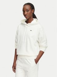 Lacoste Bluza SF7612 Biały Regular Fit. Białe bluzy damskie Lacoste, bez wzorów, z bawełny, bez kaptura. Za 594.99 zł.