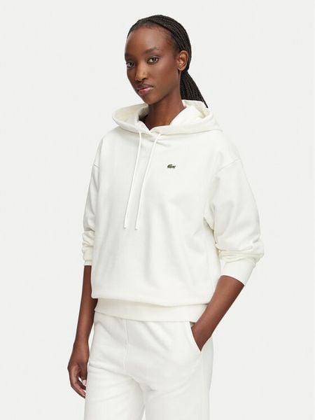 Lacoste Bluza SF7612 Biały Regular Fit. Białe bluzy damskie Lacoste, bez wzorów, z bawełny, bez kaptura. Za 465.99 zł.
