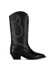 Badura Kowbojki ASPENDOS-796-24 Czarny. Czarne botki damskie Badura, ze skóry, bez obcasa, na słupku, bez zapięcia. Za 579.99 zł.