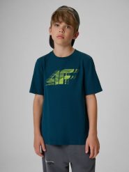 4F T-shirt regular z nadrukiem chłopięcy - turkusowy 164 (13-14 lat). Niebieskie t-shirty dla chłopców 4f, bez wzorów, z bawełny, bez ramiączek. Za 49.99 zł.