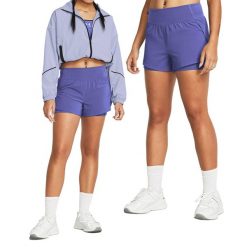 Spodenki fitness damskie Under Armour Vanish 2-in-1 szorty. Fioletowe obuwie sportowe damskie Under Armour, bez wzorów, na fitness i siłownię. Za 208.55 zł.