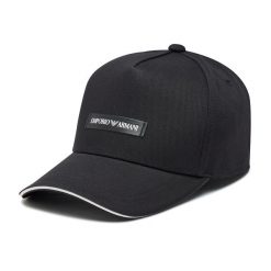Czapka z daszkiem Emporio Armani. Czarne czapki i kapelusze męskie Emporio Armani, bez wzorów. Za 349.99 zł.