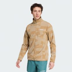 Bluza Terrex Multi Printed Full-Zip Fleece. Brązowe kurtki sportowe męskie Adidas, m, bez wzorów, z materiału, trekkingowe. W wyprzedaży za 194.35 zł.