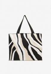 Beżowa Torebka Shopper w Nieregularne Paski Salinira. Brązowe torebki shopper damskie Renee, bez wzorów, biznesowe, bez dodatków. Za 49.99 zł.