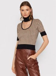 Pinko Golf Radiante 2 Al21-22 BLK01 1G16S7 Y7HE Beżowy Regular Fit. Brązowe swetry damskie Pinko, s, bez wzorów, z wiskozy, bez kołnierzyka, bez ramiączek, bez kaptura. Za 679.99 zł.