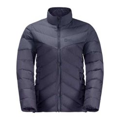 Damska Kurtka Puchowa Tundra. Niebieskie kurtki damskie Jack Wolfskin, bez wzorów, z puchu, bez kaptura, trekkingowe. Za 612.99 zł.