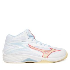 Buty halowe Mizuno. Białe obuwie sportowe damskie Mizuno, bez wzorów. Za 319.99 zł.