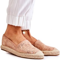 S.Barski Klasyczne Damskie Espadryle Ażurowe Nude Catris beżowy. Brązowe espadryle damskie z aplikacjami, klasyczne, z okrągłym noskiem, bez obcasa, bez zapięcia. Za 125.58 zł.