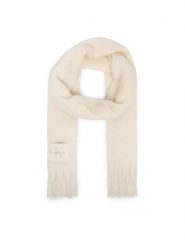 Calvin Klein Szalik LV04F8105G Kremowy. Białe czapki i kapelusze damskie Calvin Klein, bez wzorów, z poliesteru. Za 329.99 zł.