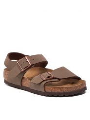Birkenstock Sandały New 87781 D Brązowy. Brązowe sandały chłopięce Birkenstock, ze skóry, bez zapięcia. Za 299.99 zł.