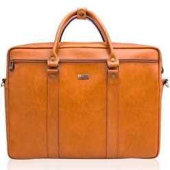 Skórzana torba męska na laptopa 17" Solier jasnobrązowa. Brązowe torby na laptopa męskie Solier, bez wzorów, ze skóry. Za 495.00 zł.