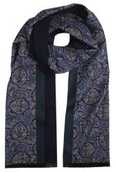 Elegancki Szalik Bawełniany - Alties - Granat z Orientalnym Wzorem. Niebieskie szaliki męskie Alties, na zimę, bez wzorów, z bawełny. Za 99.00 zł.