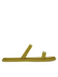 Calvin Klein Klapki Double Bar Slide - Jelly HW0HW02417 Zielony. Zielone klapki damskie Calvin Klein, bez wzorów, z tworzywa sztucznego, bez obcasa. Za 149.99 zł.