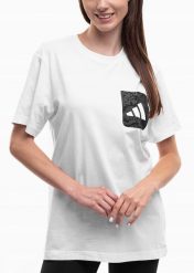 Koszulka damska adidas Lace Camo GFX 1. Białe t-shirty damskie Adidas, s, bez wzorów, z bawełny, klasyczne, bez kołnierzyka. Za 82.99 zł.