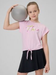 4F Crop-top sportowy szybkoschnący dziewczęcy - różowy 146/152 (10-12 lat). Czerwone t-shirty i topy dla dziewczynek 4f, bez wzorów, bez ramiączek. Za 59.99 zł.