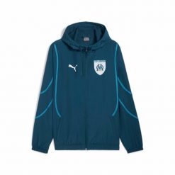 Kurtka Prematch OM 2024/25. Niebieskie kurtki sportowe męskie Puma, l, bez wzorów, z materiału, na fitness i siłownię. Za 268.05 zł.