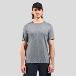Koszulka biegowa męska Odlo X-Alp PW 115 T-Shirt Crew Neck. Szare koszulki sportowe męskie Odlo, l, bez wzorów, z materiału, bez kołnierzyka, bez ramiączek, do biegania. Za 230.99 zł.