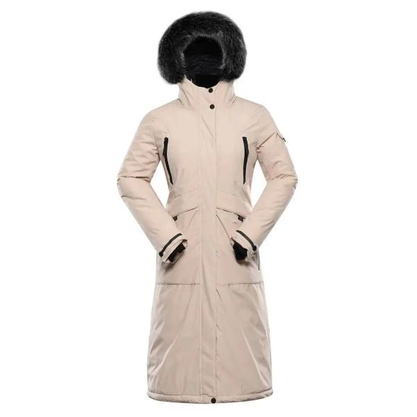 Parka dla kobiet Alpine Pro Wussa. Brązowe parki damskie Alpine Pro, m, z aplikacjami, z futra, eleganckie, bez kaptura. Za 866.35 zł.