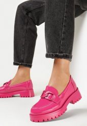 Fuksjowe Mokasyny Quasar. Czerwone mokasyny damskie Born2be, z jeansu, eleganckie. Za 39.99 zł.