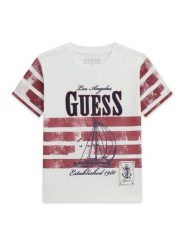 Guess Kids T-Shirt 180119 Biały Classic Fit. Białe t-shirty dla chłopców Guess Kids, z aplikacjami, bez ramiączek. Za 115.00 zł.