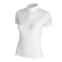 Polo jeździecki z wkładkami mikroperforowanymi dla dziewczynek Tattini. Białe t-shirty i topy dla dziewczynek TATTINI, bez wzorów, bez ramiączek. Za 375.50 zł.