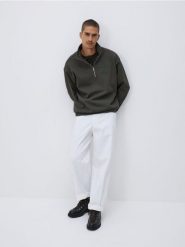 Bluza z haftem - zielony. Zielone bluzy męskie Reserved, l, bez wzorów, z dzianiny, bez kaptura. Za 129.99 zł.