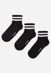 Czarne 3-Pack Skarpety z Bawełny Zdobione Paskami przy Ściągaczu Fardrei. Czarne skarpety damskie Born2be, z aplikacjami, z bawełny. Za 29.99 zł.