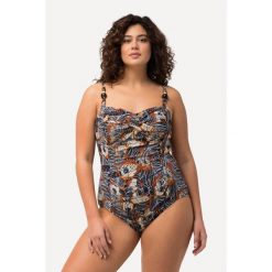 Damski Kostium kąpielowy drapowany miękkie miseczki koraliki. Czarne kostiumy jednoczęściowe damskie Ulla Popken, plus size, bez wzorów, z elastanu, sportowe, plus size, do pływania. Za 294.99 zł.
