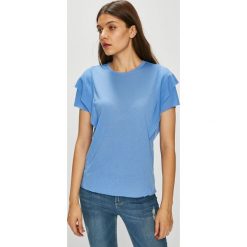 Jacqueline de Yong - Top. Szare topy damskie Jacqueline de Yong, z dzianiny, z okrągłym kołnierzem, z krótkim rękawem. W wyprzedaży za 39.90 zł.