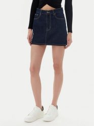 Guess Jeans Spódnica jeansowa W5YD0Q D5M4C Granatowy Regular Fit. Niebieskie spódnice damskie Guess Jeans, m, z aplikacjami, z bawełny. Za 209.99 zł.